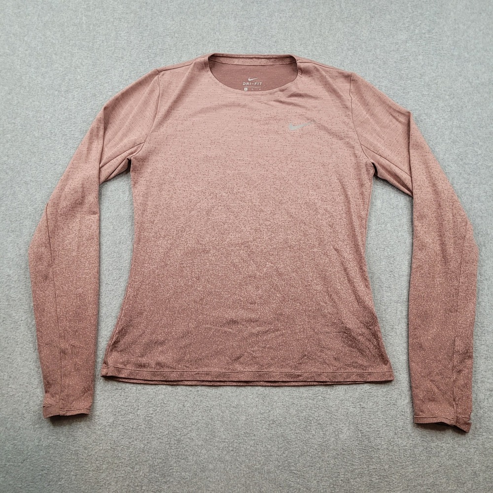 Nike Dri-Fit Long Sleeve Shirt Womens Medium Mauve‎ Heathered Activewear Top